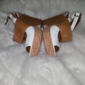 Ash Size 40 Tan & White Leather Cork Wedges